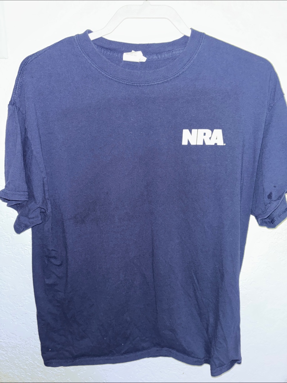 Gildan Navy Short-Sleeve T-Shirt with White NRA Chest Logo